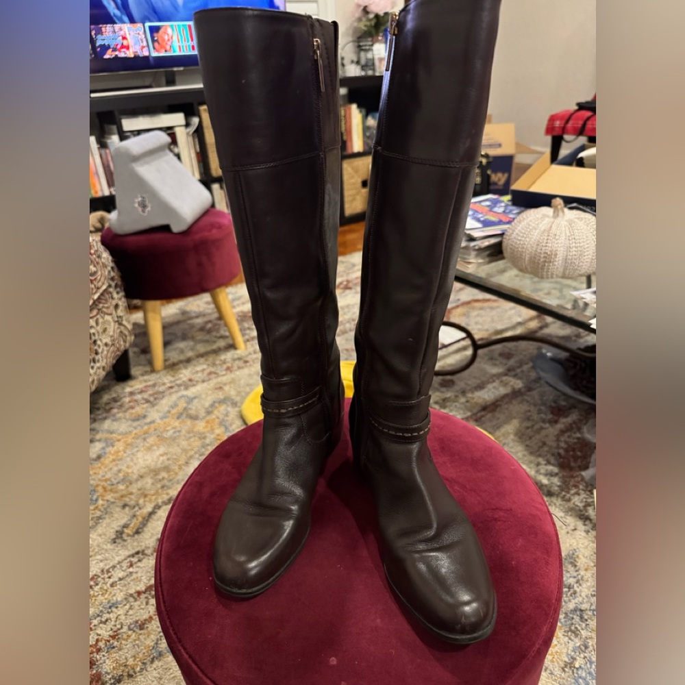 Chocolate Brown Leather Knee-High Boots